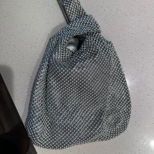 Silver clutch handbag
